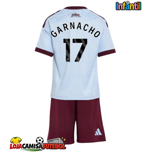 Camisa de Futebol Aston Villa Alejandro Garnacho #17 Equipamento Alternativo Infantil 2026-27 Manga Curta (+ Calças curtas)